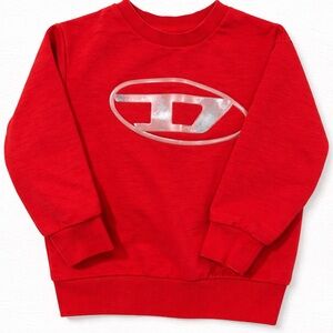Diesel Red Kids Sweatshirt with Silver Logo